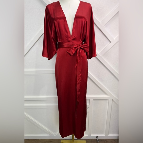 Reformation Red Silk Midi Dress - Picture 2 of 16